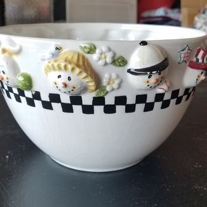 cute snowman serving bowl